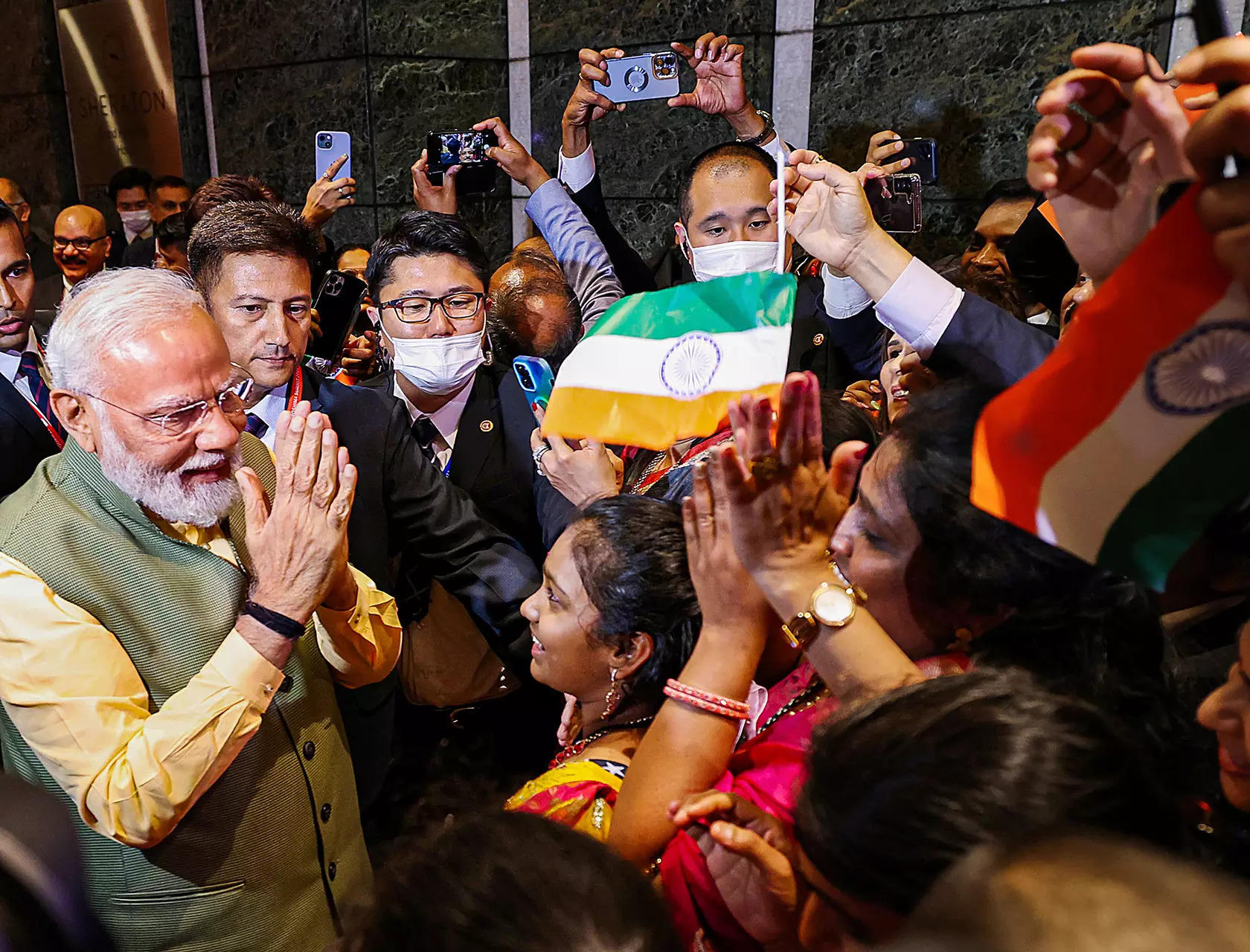 Indian Diaspora in South Africa awaits PM Modi with ‘Dhols’ outside Johannesburg Hotel