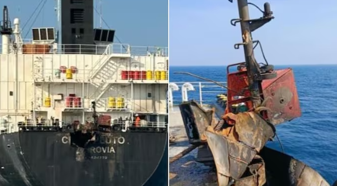 MV Chem Pluto Arrives in Mumbai Two Days Following Drone Attack, First Visuals of Damage Out