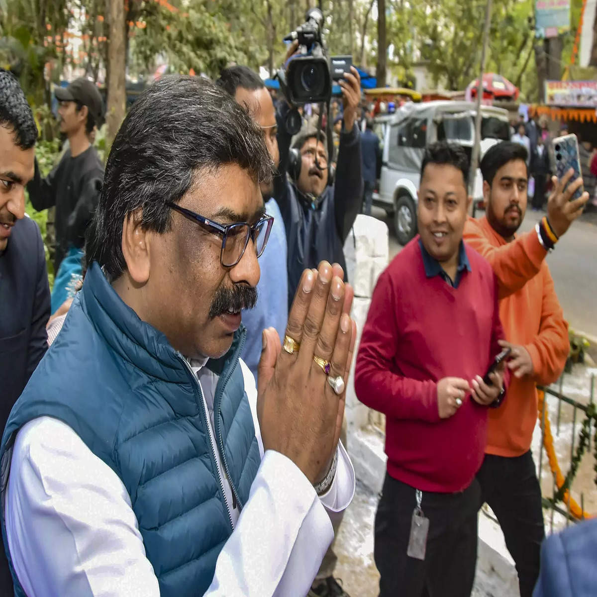 Jharkhand CM Hemant Soren, labeled ‘absconding,’ presides over a meeting in Ranchi