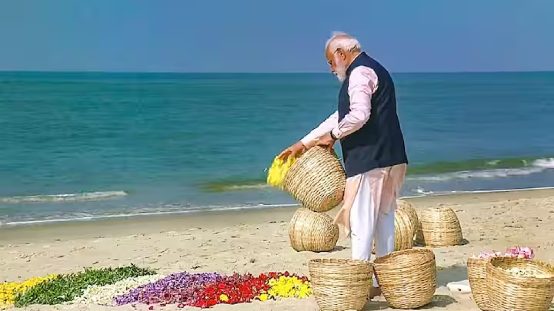 PM Modi visits Ram Setu’s origin point, Arichal Munai in Tamil Nadu