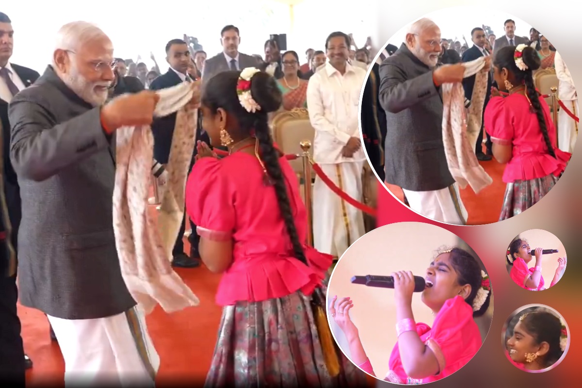 During Pongal celebrations in Delhi, PM Modi Presents Shawl to Girl