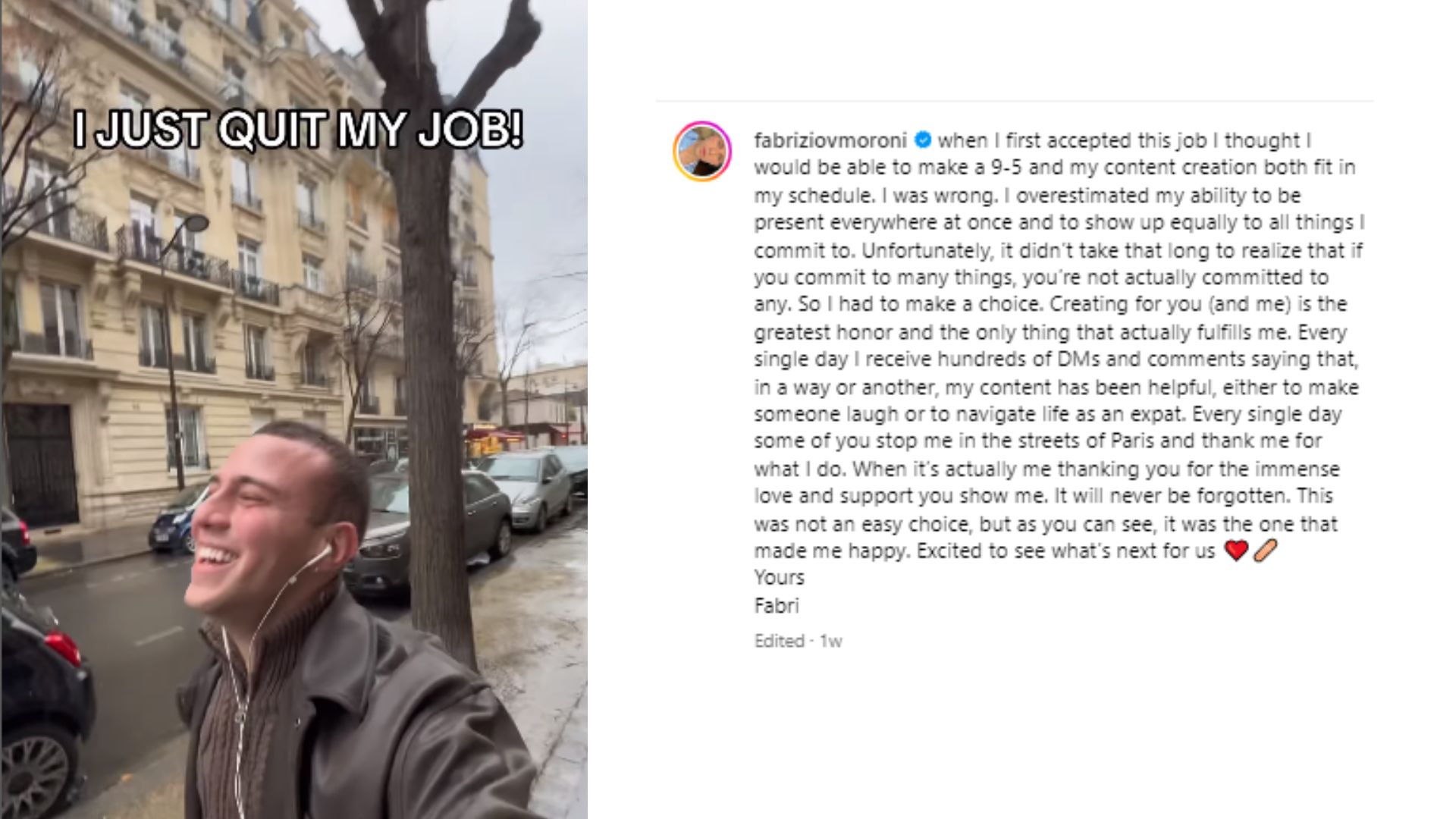 French Influencer’s Rain Dance Goes Viral After Leaving 9-5 Job