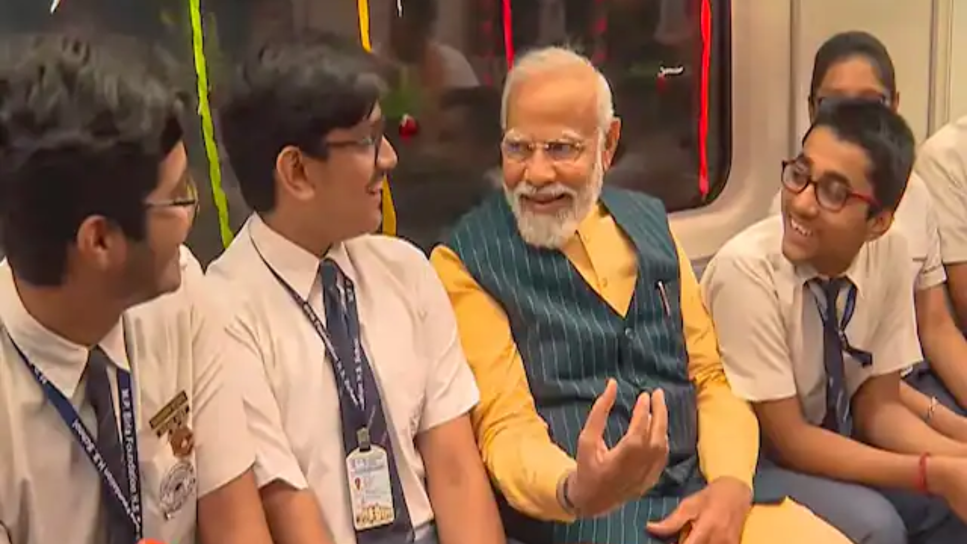 PM Modi Travels with School Students on India’s 1st Underwater Metro Train