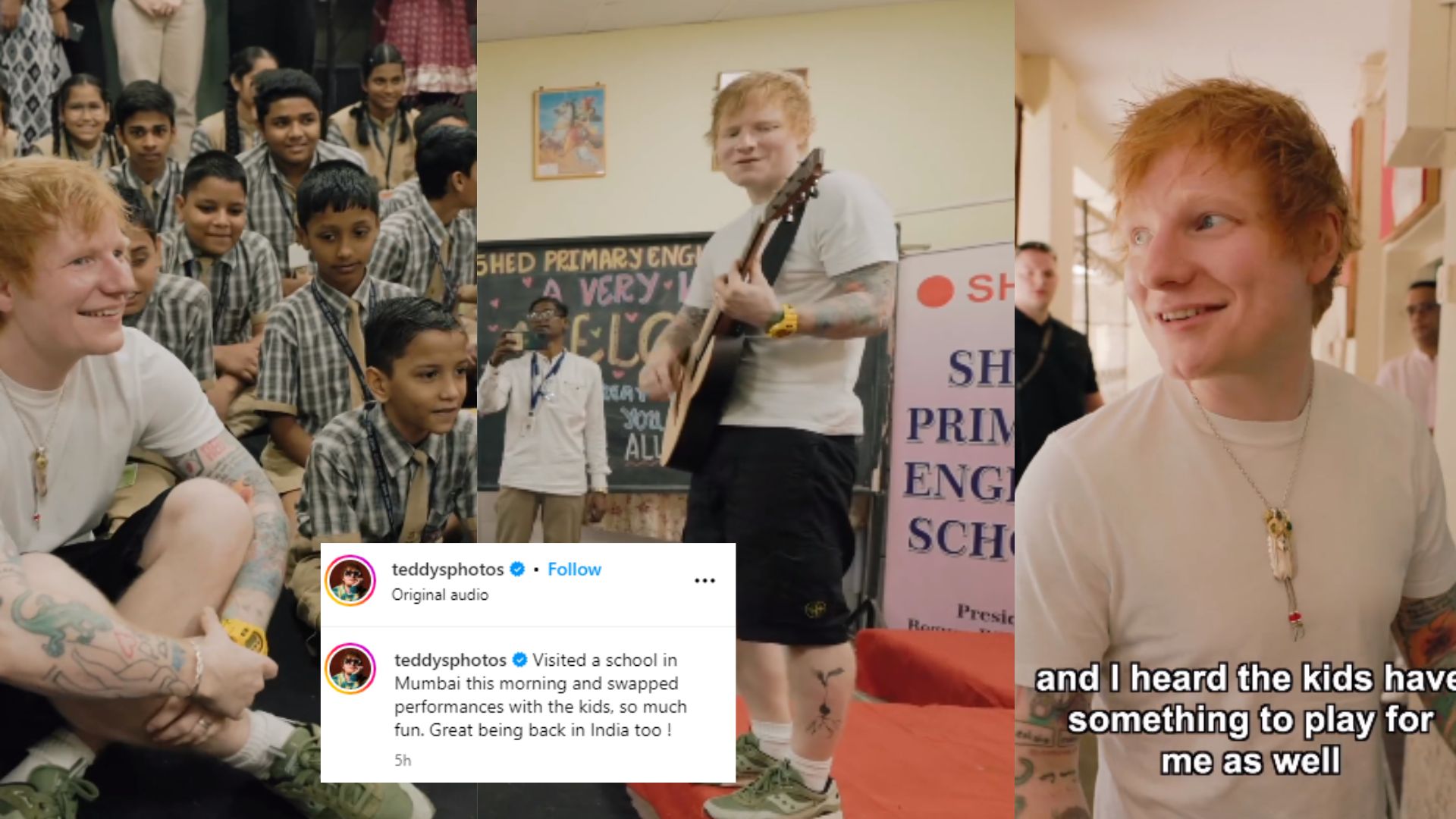 Ed Sheeran Performs ‘Shape Of You’ for Mumbai School Kids