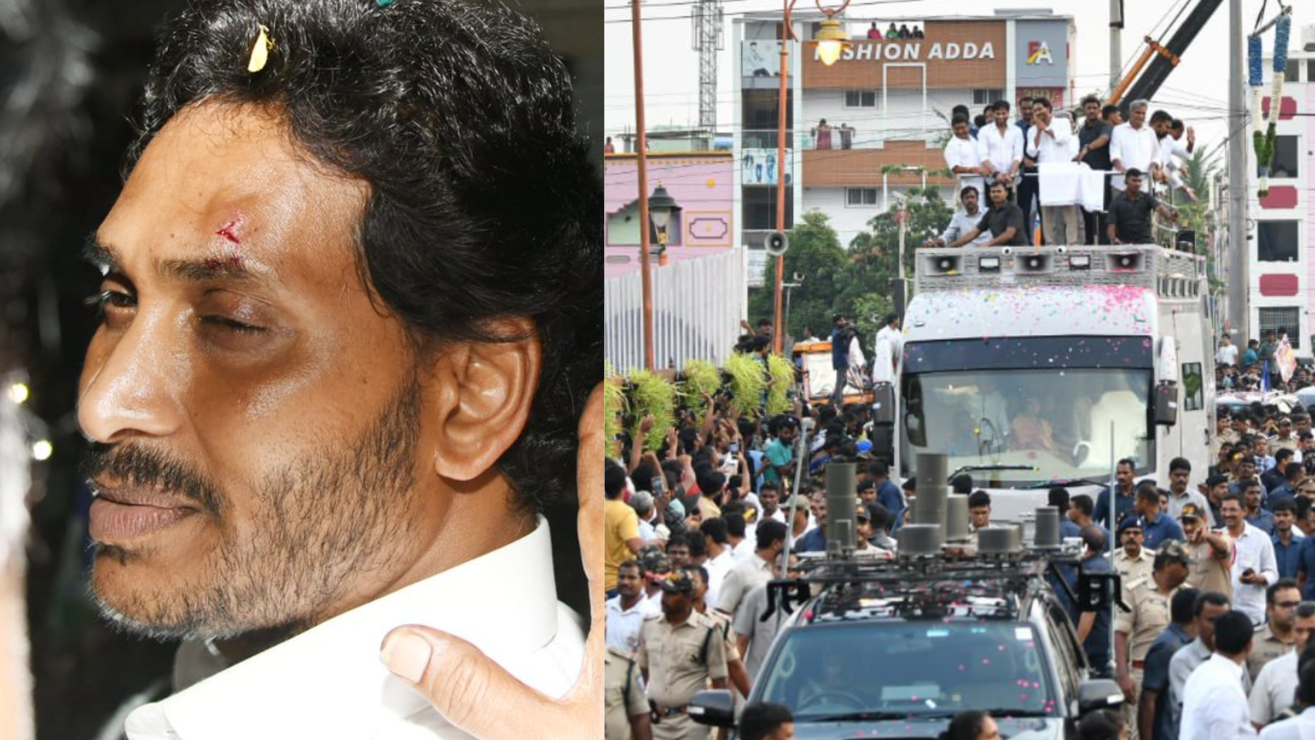 Andhra Pradesh CM Sustains Injuries In Stone-Pelting Incident During Vijayawada Roadshow