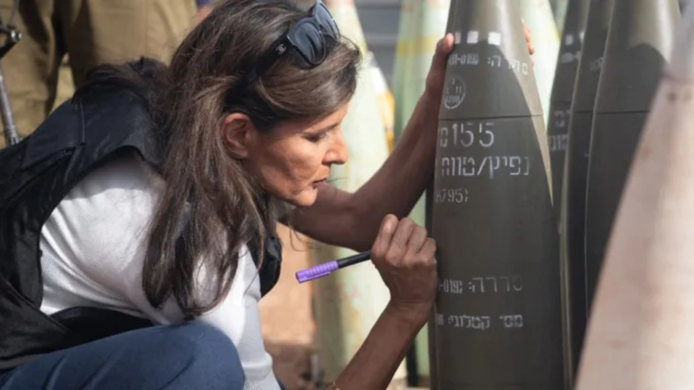 Amidst Rafah Bombing, Former U.S. Republican Presidential Candidate Nikki Haley Inscribes “Finish Them” On Israeli Artillery Shells