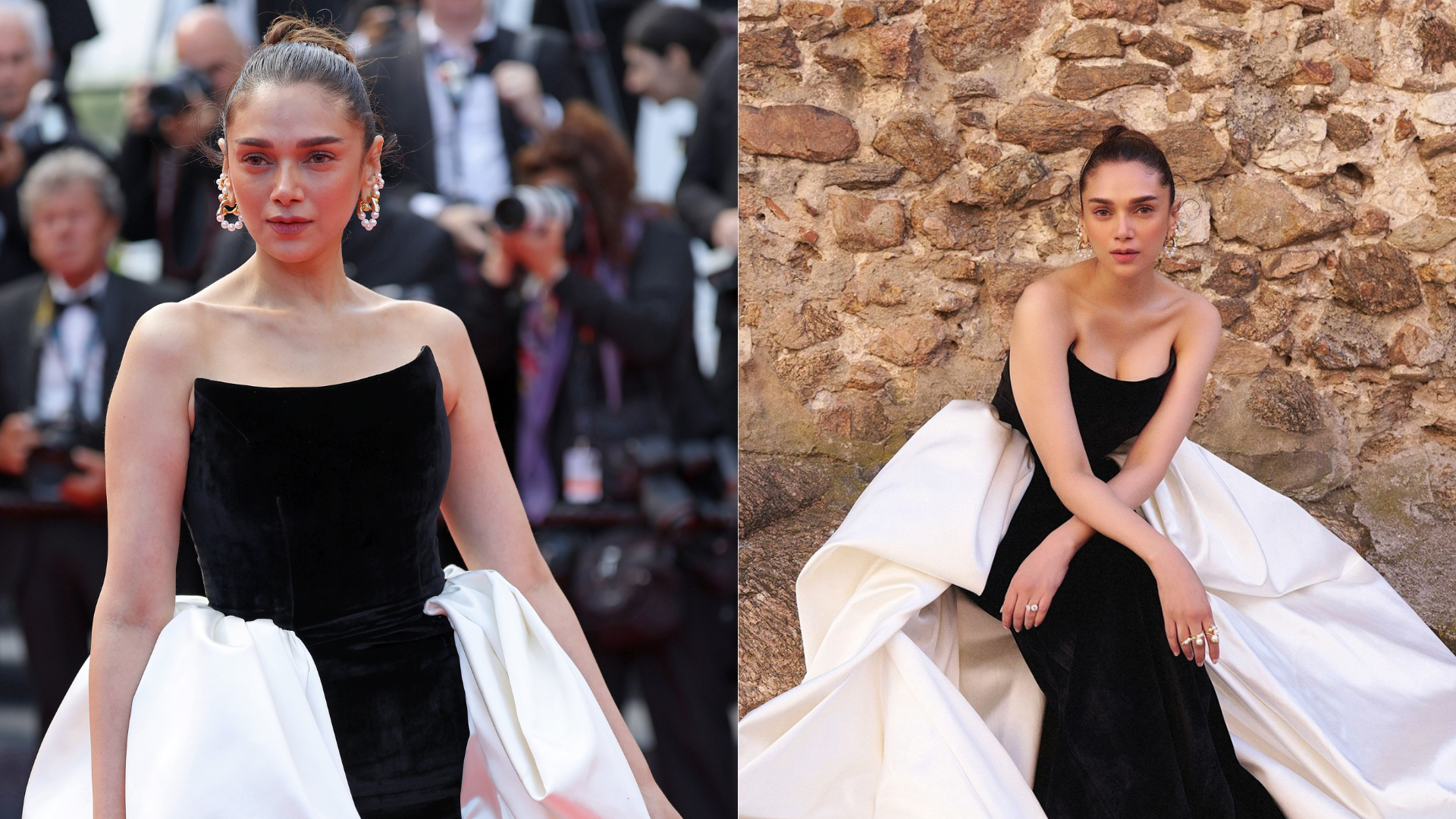 Aditi Rao Hydari Dazzles in Black and White Outfit at Cannes 2024