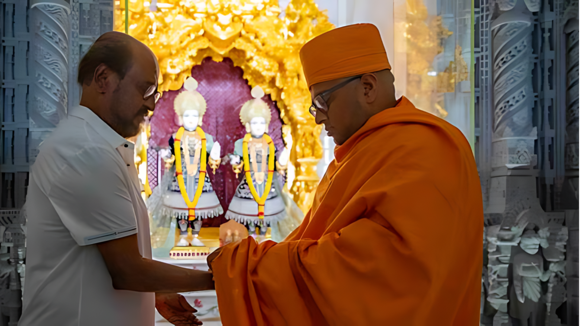 Rajinikanth’s Visit to BAPS Hindu Mandir in UAE After Receiving the Golden Visa