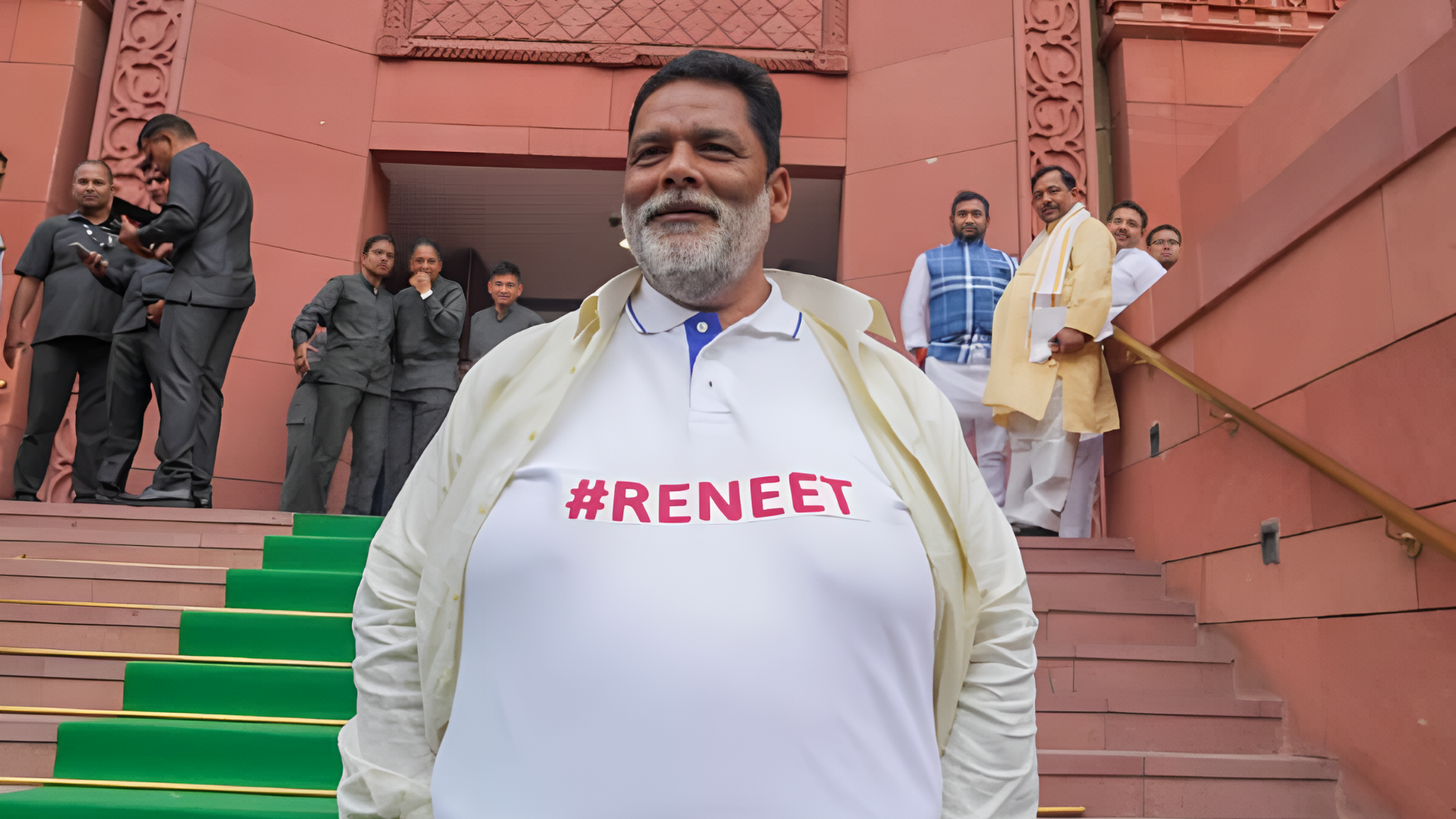 Re-NEET: Pappu Yadav Takes Oath In Lok Sabha Wearing T-Shirt Written Re-NEET