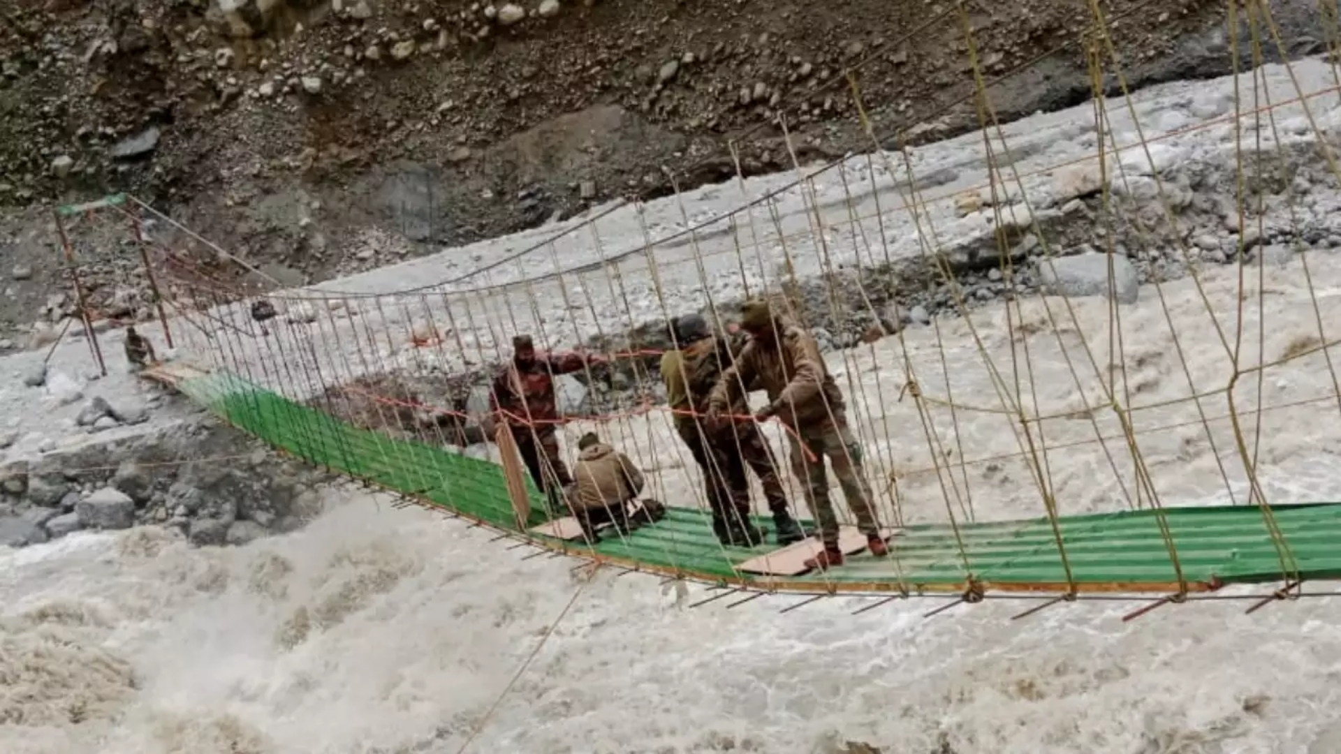 Indian Army In Sikkim Builds 150-Foot Suspension Bridge Amid Heavy Rain | WATCH