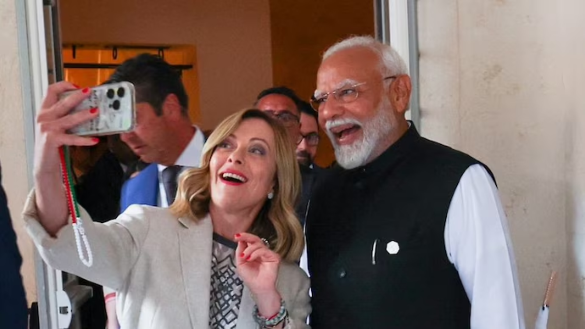 Prime Minister Modi and PM Meloni Pose For A selfie At The End Of G7 Summit Sparking A Fun Banter Over The Social Media