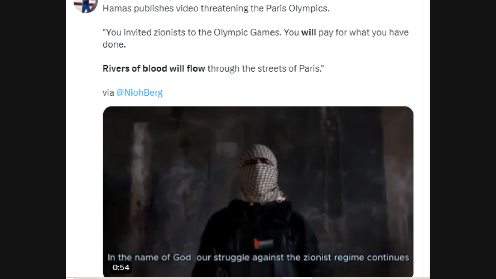 WARNING! Rivers Of Blood Will Flow In Paris Olympics, Hamas Terrorist Shares Video