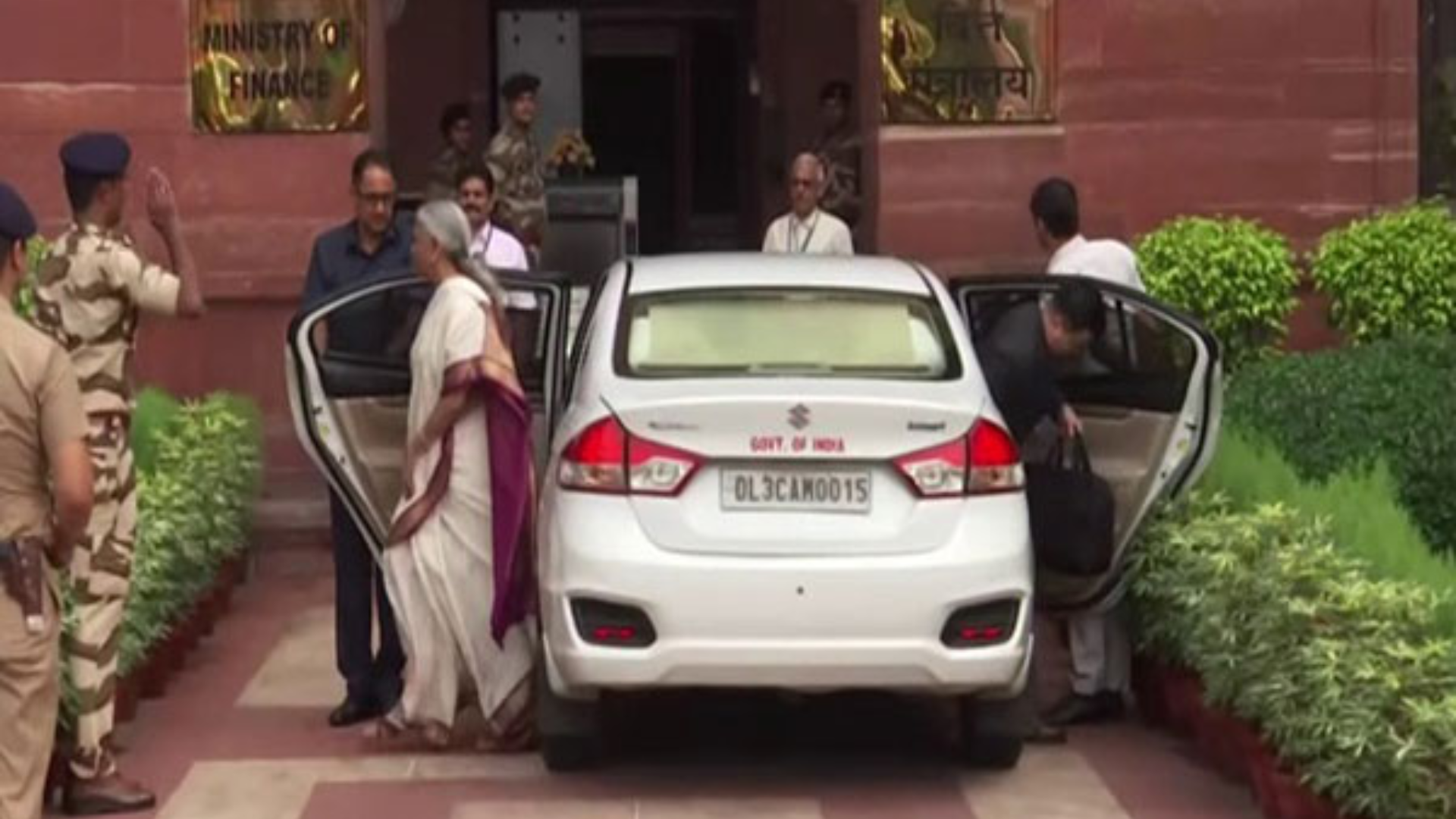 Budget 2024: Finance Minister Nirmala Sitharaman Arrives at Ministry to Finalize Union Budget Presentation