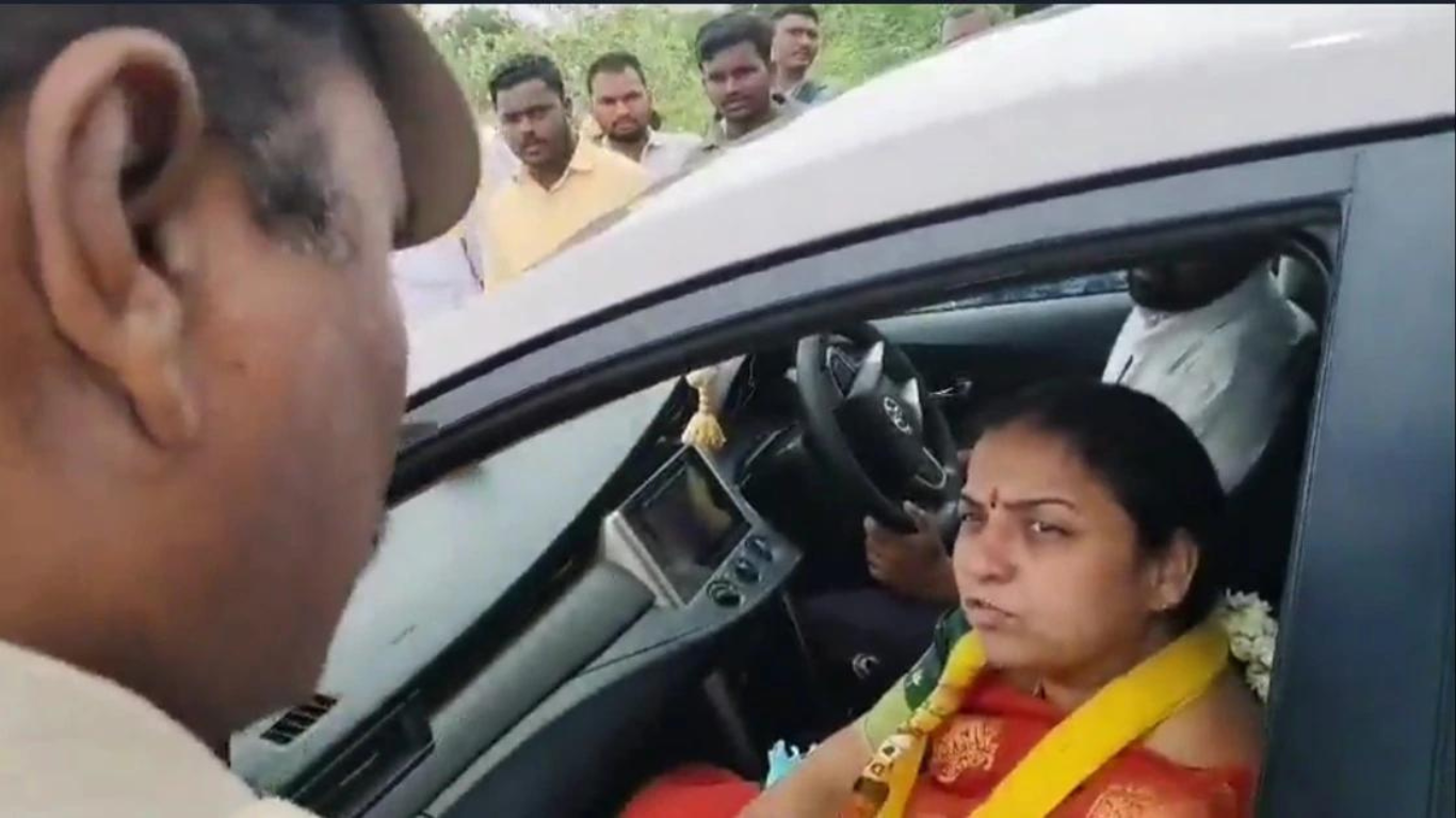 Controversy Embroiled Around Chandrababu Naidu’s TDP As Transport Minister Wife Insults A Policeman Publicly