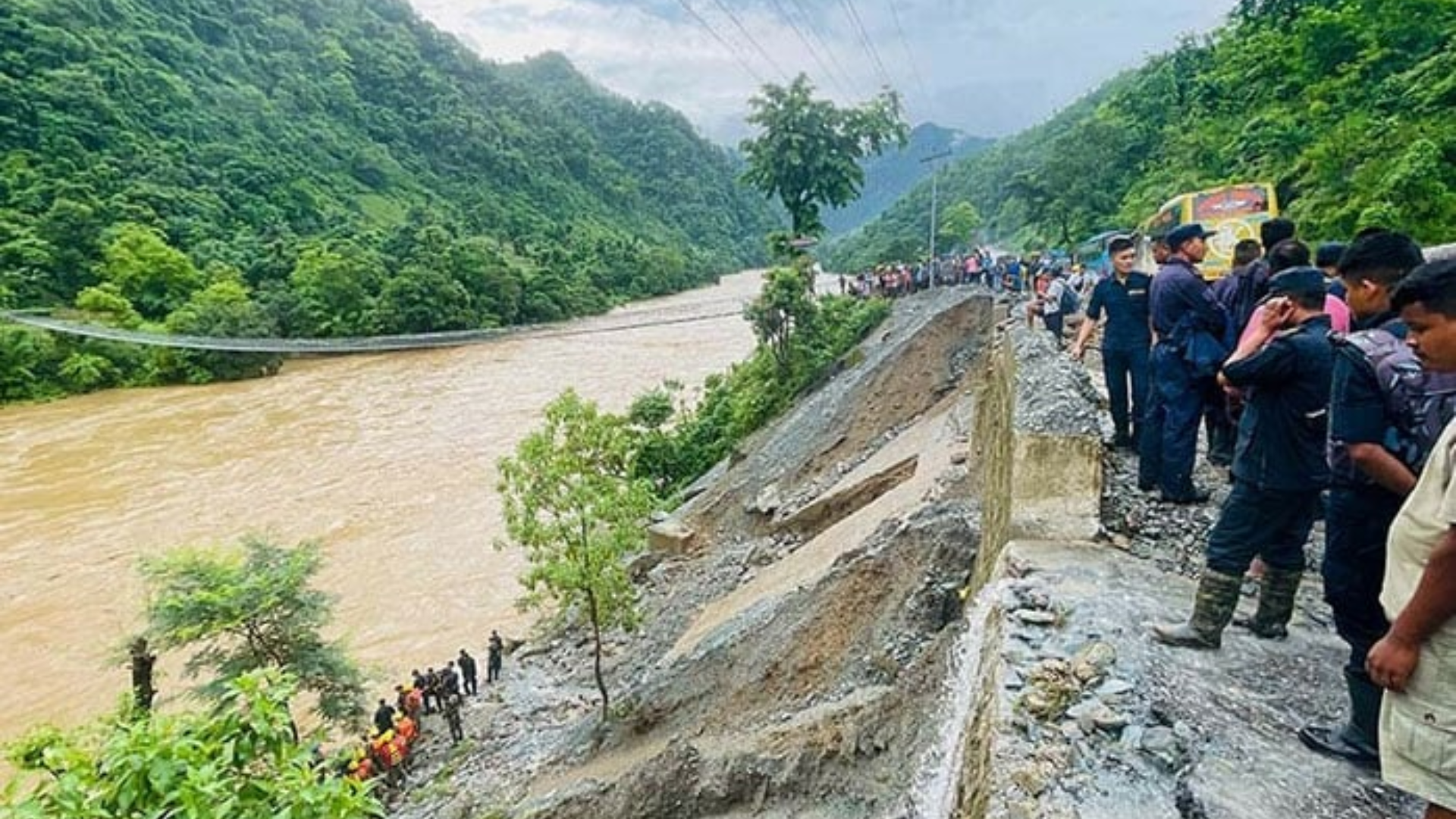 Search Resumes in Nepal for Two Passenger Buses Swept by Landslide