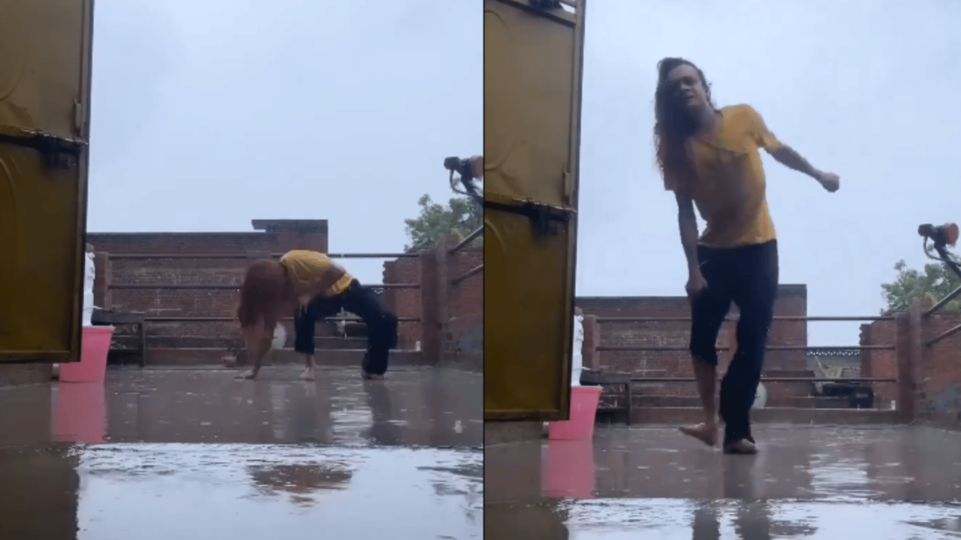 Watch: Viral Dance Video Turns Painful as Man Slips in the Rain, Sparks Safety Concerns