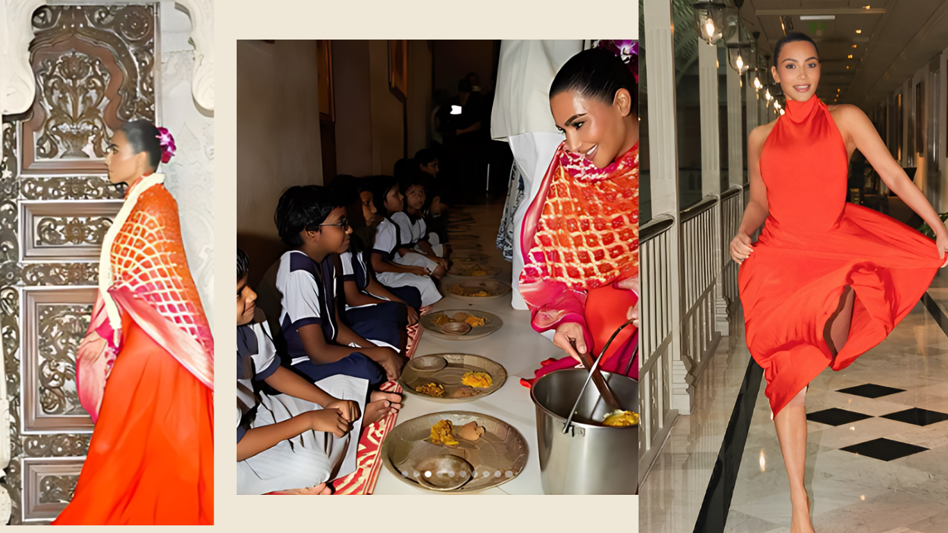 Kim Kardashian Serves Food To Kids At ISKCON Mumbai in ₹2 Lakh Maxi Dress!