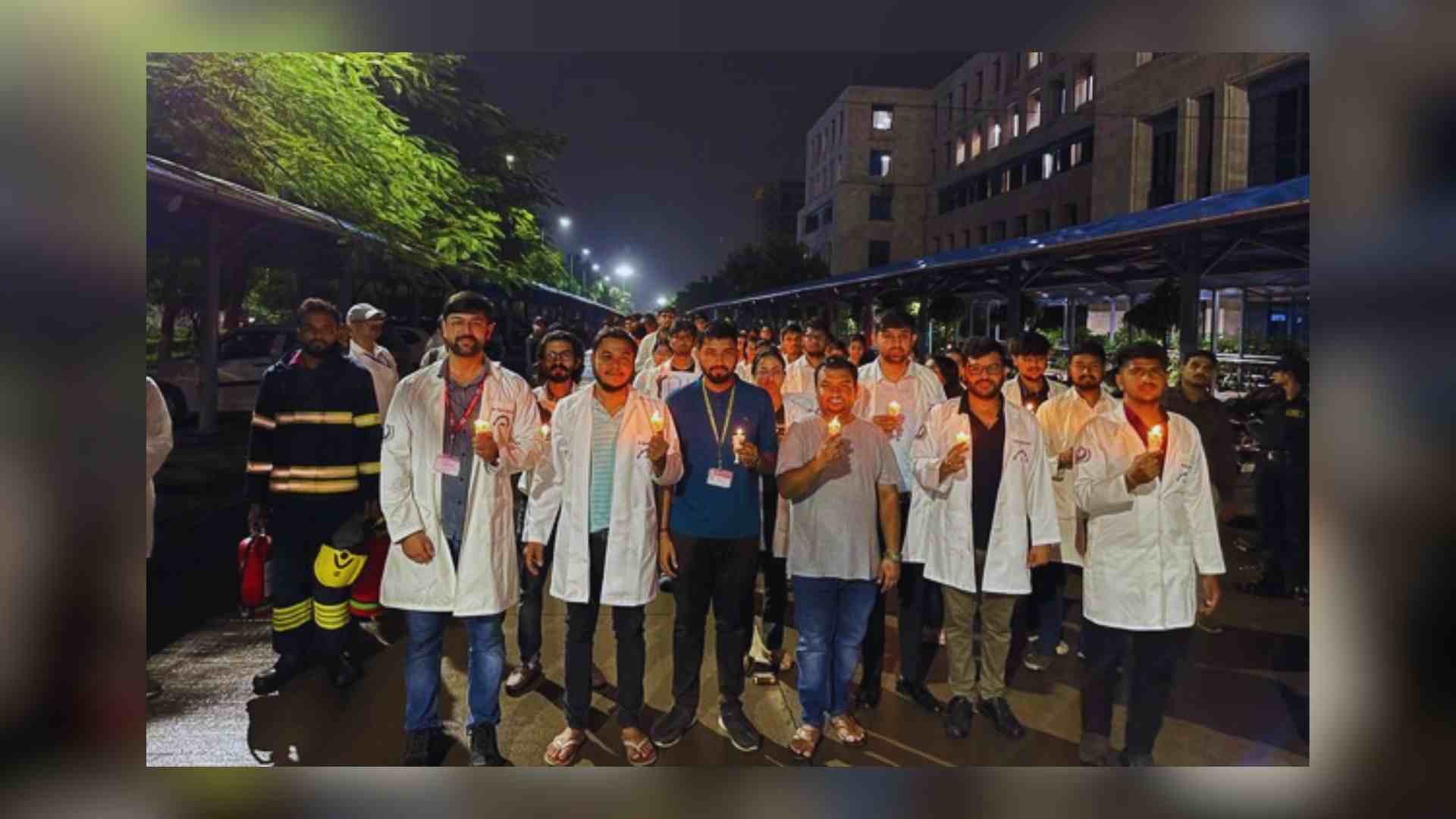 Doctors At AIIMS Bhopal Protest With Candle March Following Death Of Kolkata Trainee