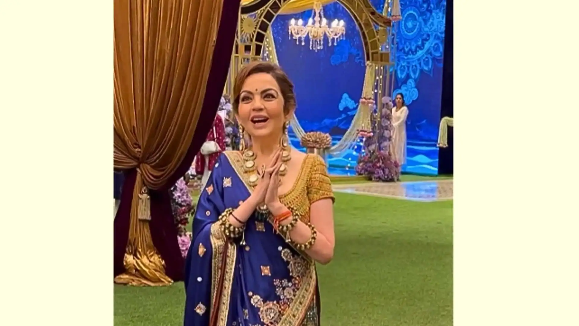 Nita Ambani dazzles in a re-worn kundan necklace and emerald green lehenga at Anant-Radhika’s pre-wedding bash