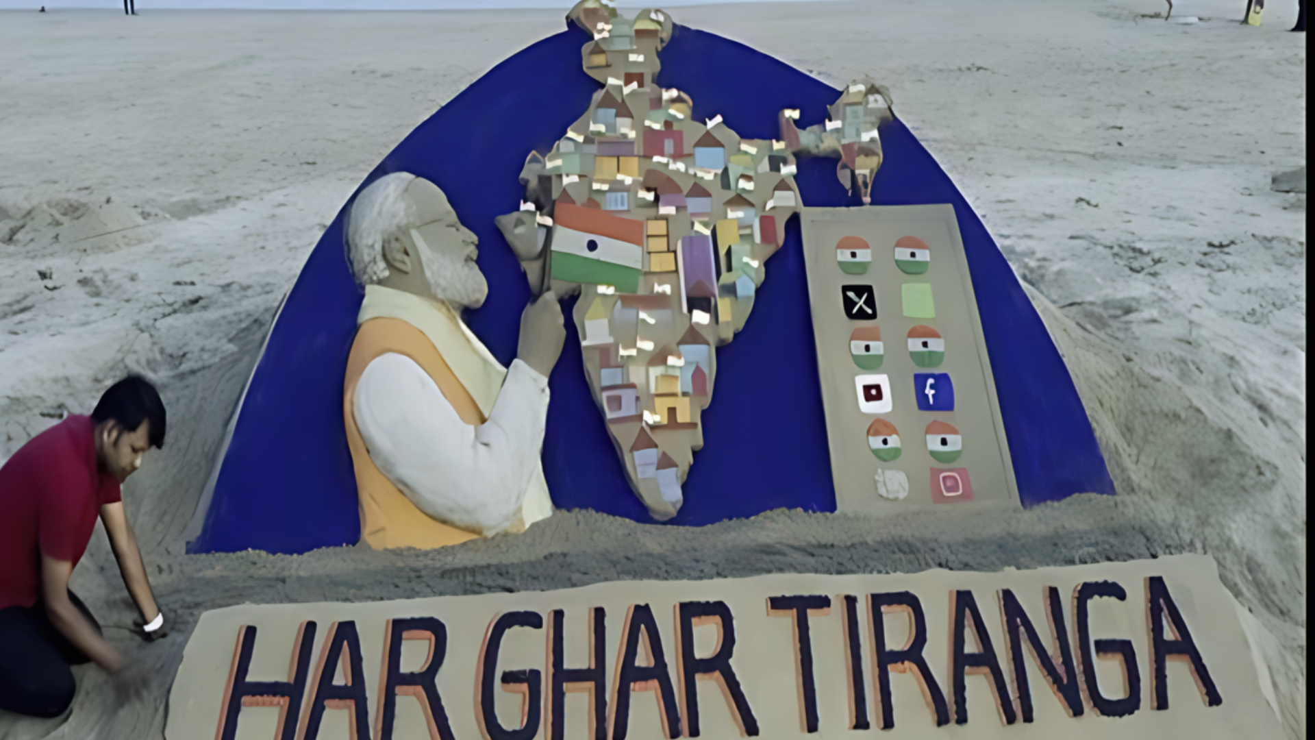 Sand Sculpture Of PM Modi With ‘Har Ghar Tiranga’ Message Unveiled At Puri Beach