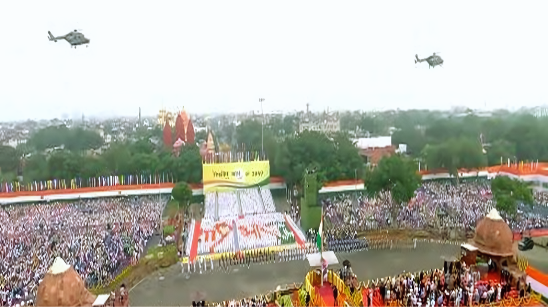 Indian Air Force Helicopters Shower Flower Petals As PM Modi Hoists National Flag