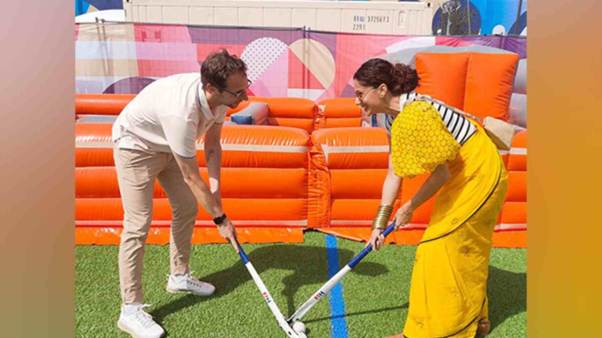 Taapsee Pannu Mastering Hockey Skills With Husband Mathias Boe In Paris