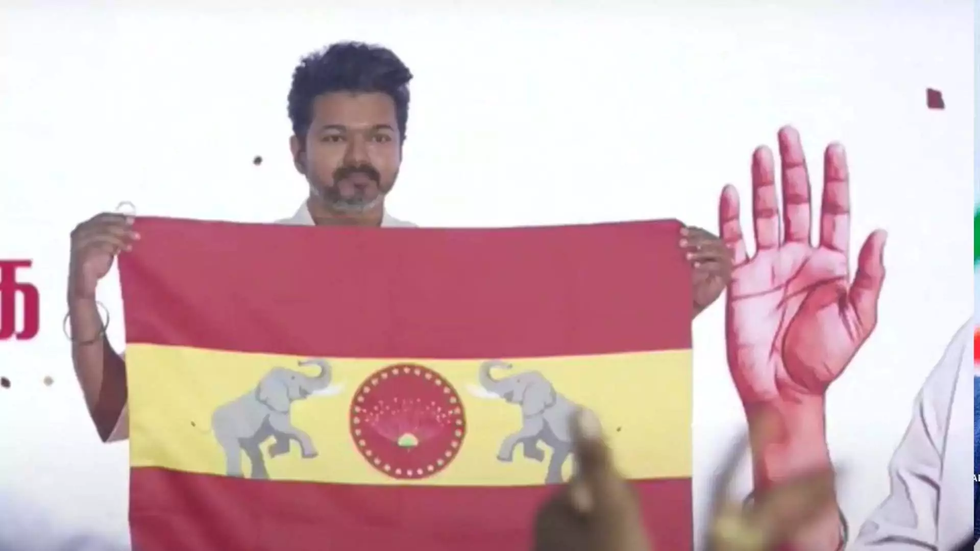 Actor Vijay Unveils Two-Toned Party Flag and Symbol of Tamizhaga Vetri Kazhagam