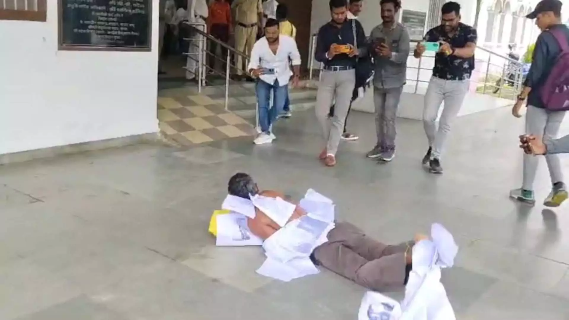 Watch Video: MP Man Protests Against Alleged Corruption, Crawls to District Collector’s Office