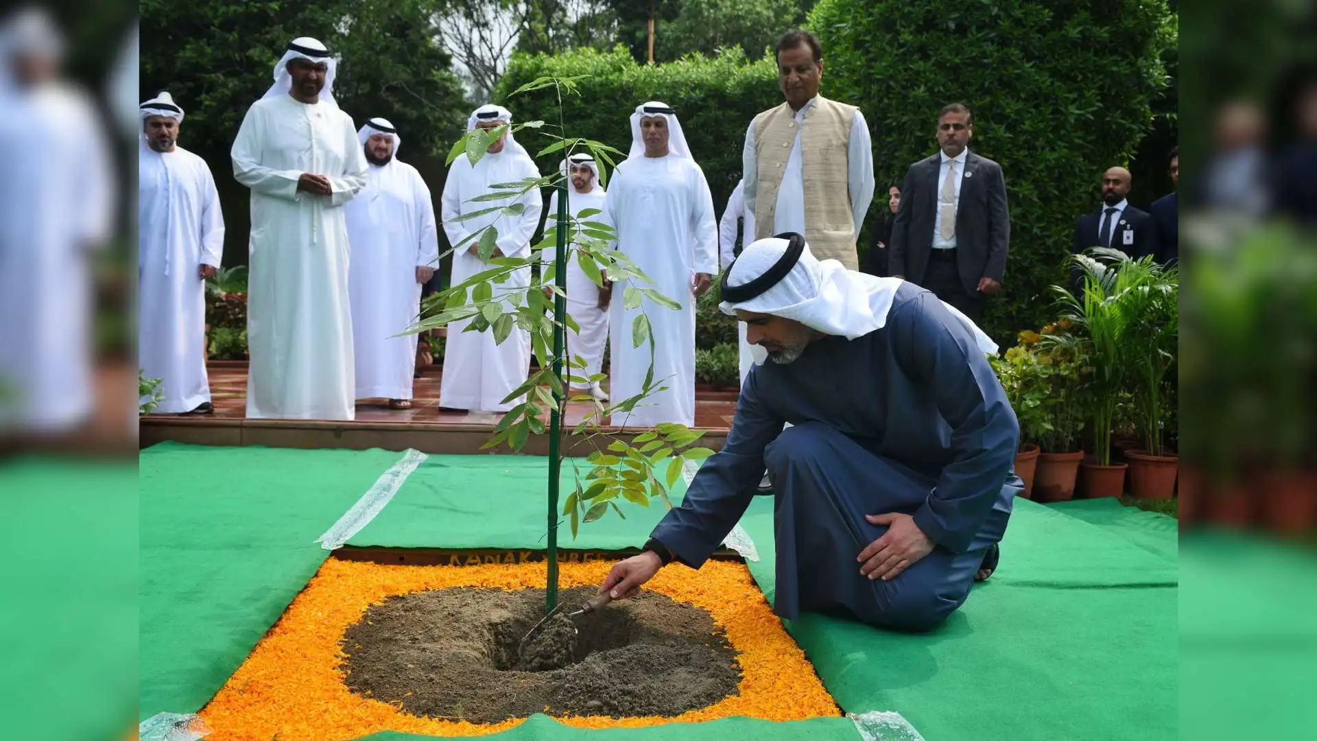 UAE Crown Prince Plants Sapling At Rajghat, Continuing Three-Generation Tradition