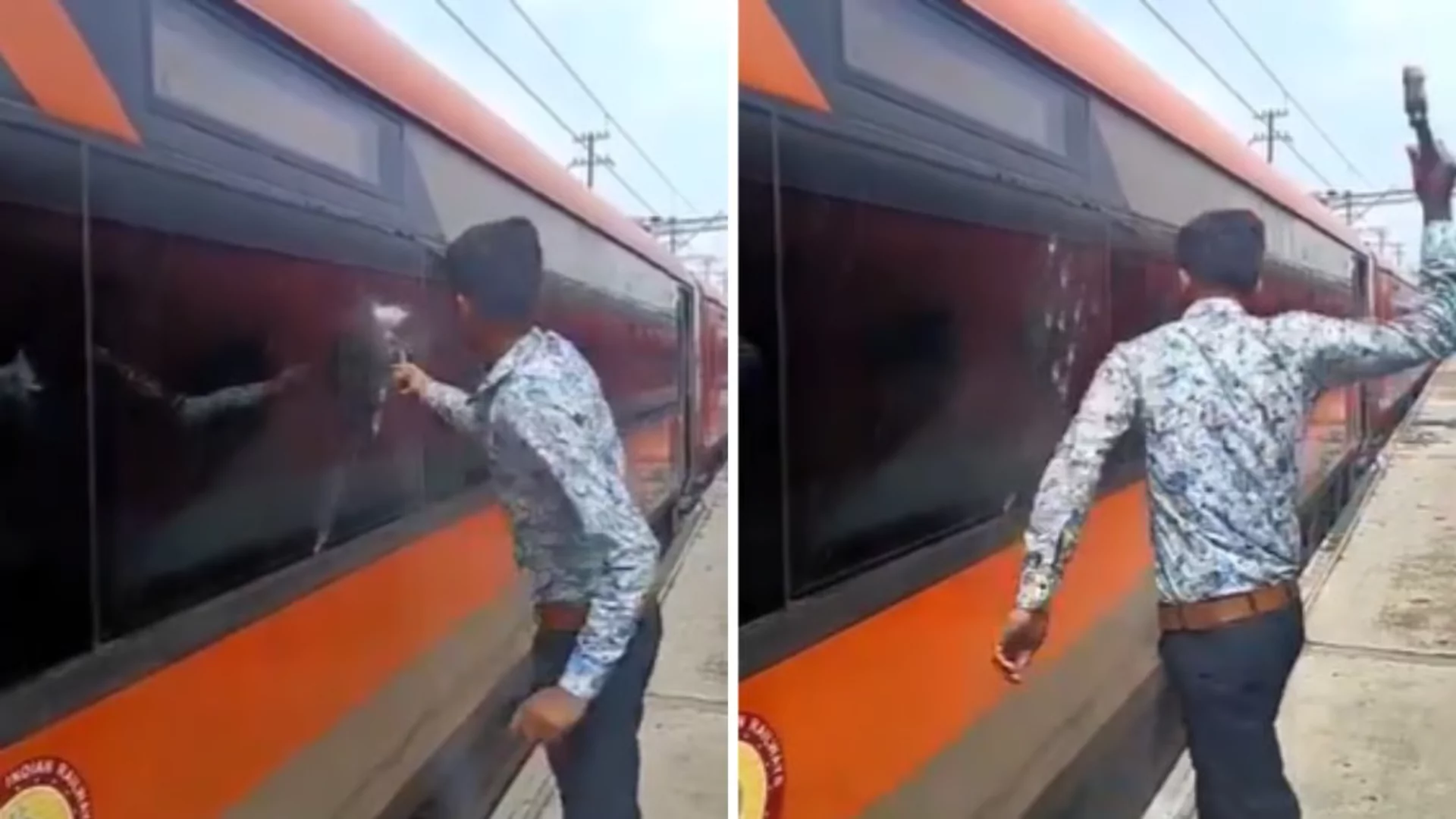 Viral Video: Man Hits Vande Bharat Train Window; Sparks Online Debate Amid Growing Concerns of Train Sabotage