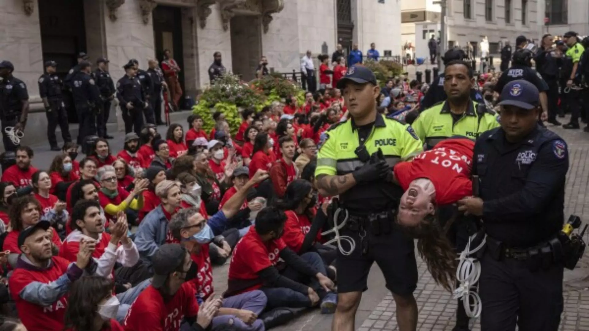 Pro-Gaza Demonstrators Arrested Outside New York Stock Exchange