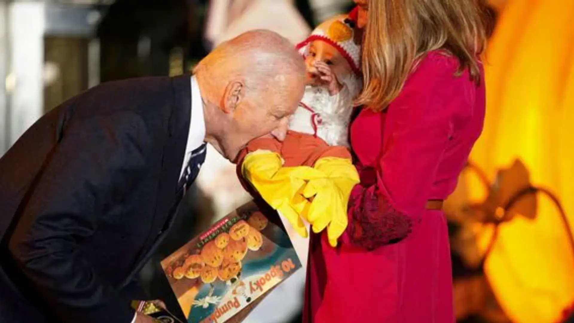 Joe Biden Playfully Bites A Baby Dressed As Chicken During White House Halloween Celebrations- Watch Video!