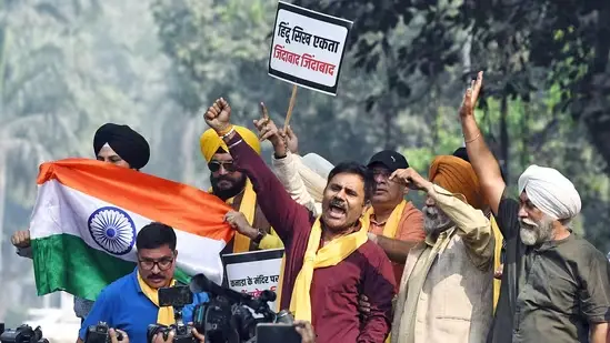 Hindu Sikh Global Forum Protests Outside Canadian High Commission Over Temple Attacks In Canada