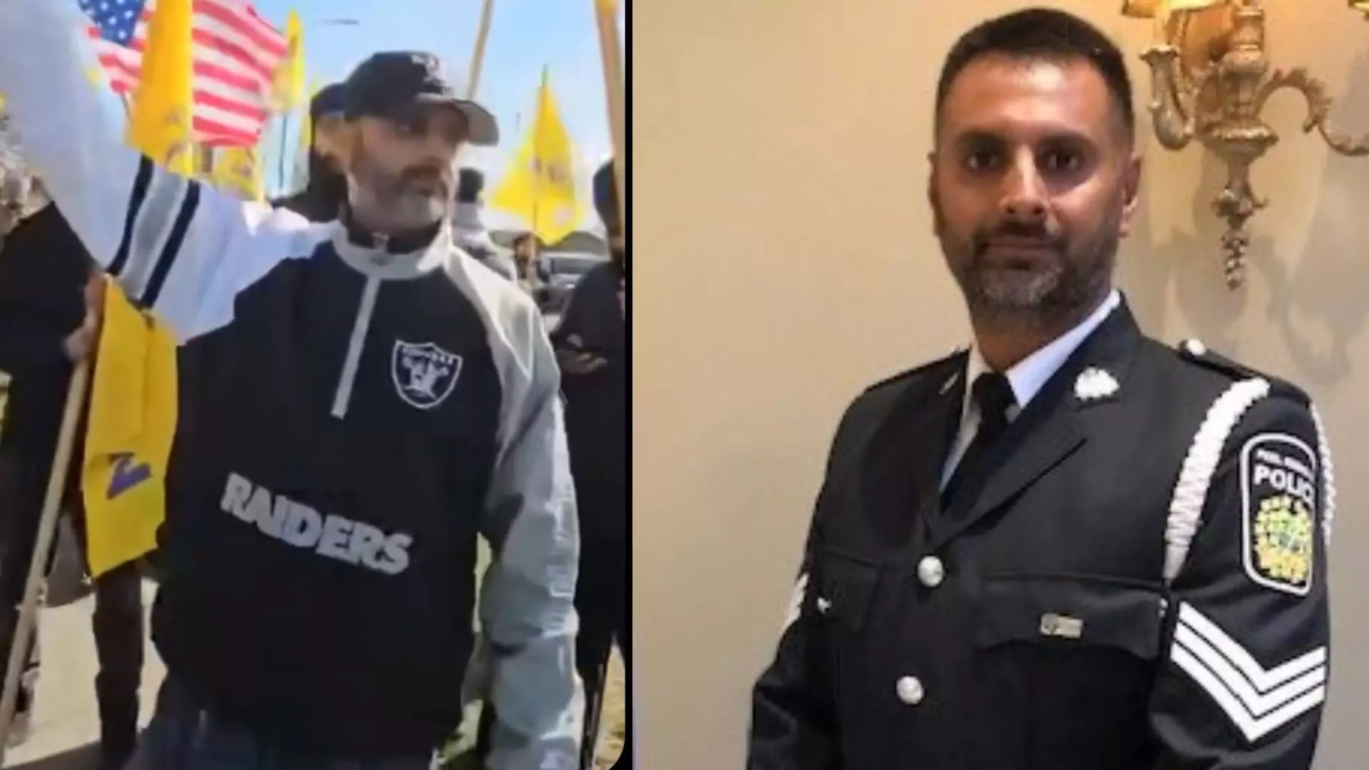 Watch Video: Off-Duty Peel Police Sergeant Harinder Sohi Seen With Khalistanis Attacking Hindu Temple