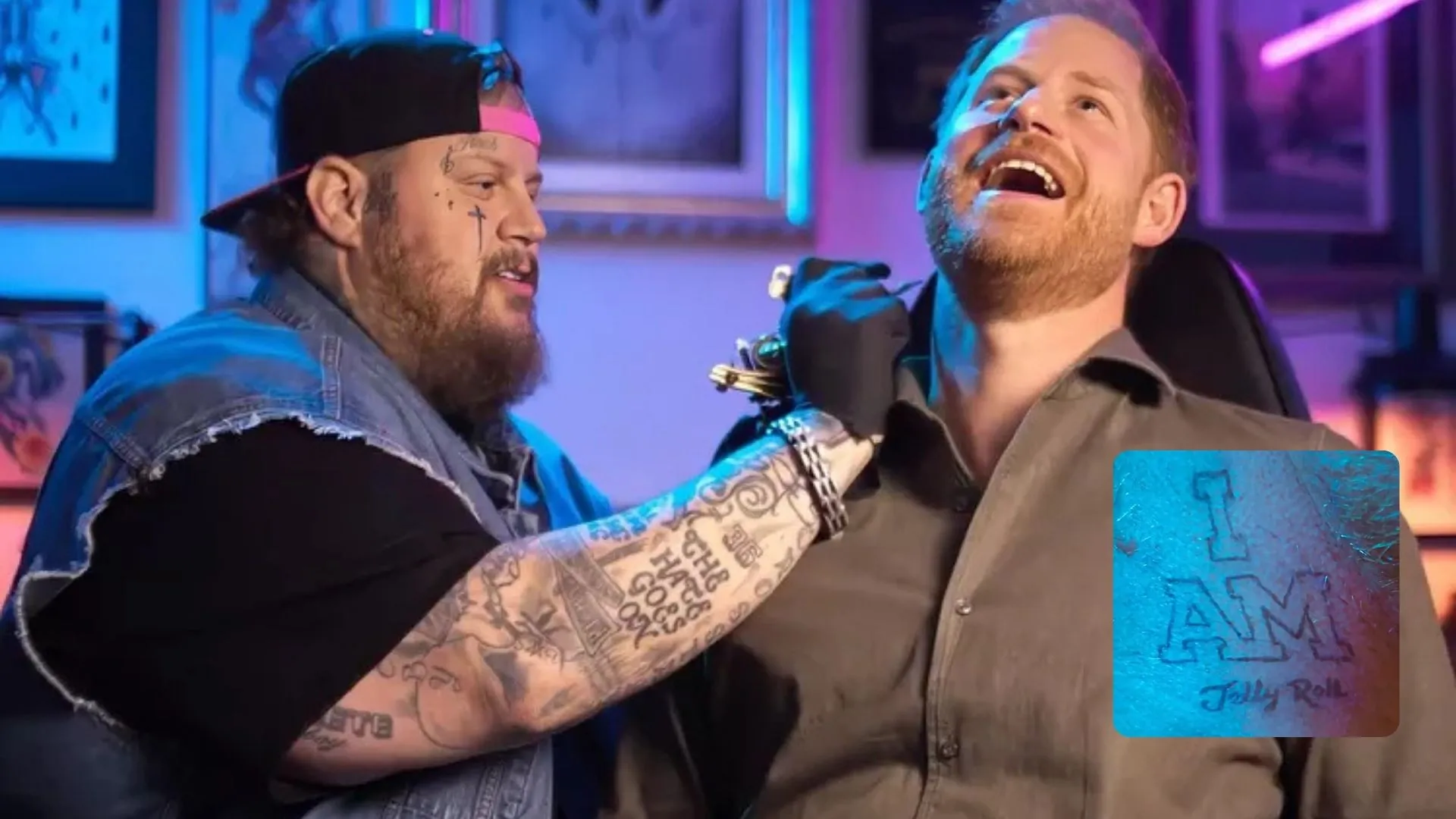 Prince Harry Gets Neck Tattoo From Jelly Roll: I Was Thinking My Lower Back Or My Ass