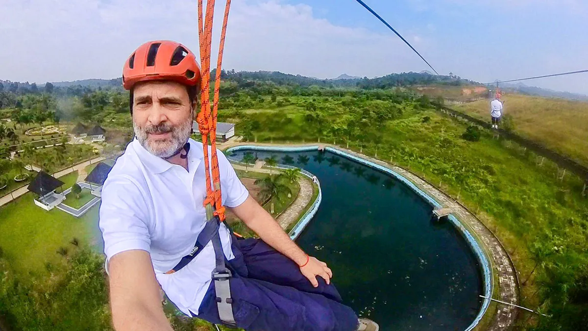 Rahul Gandhi Takes A Zipline Ride In Wayanad To Boost Tourism Ahead Of Bypoll