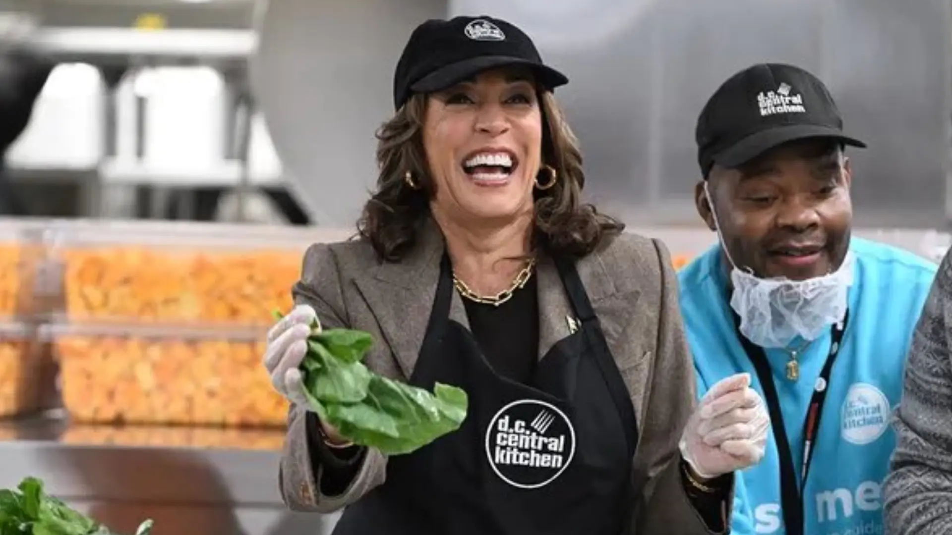 Kamala Harris Serves Collard Greens On Thanksgiving Day, Internet Says, ‘Most Appropriate Job For Her’