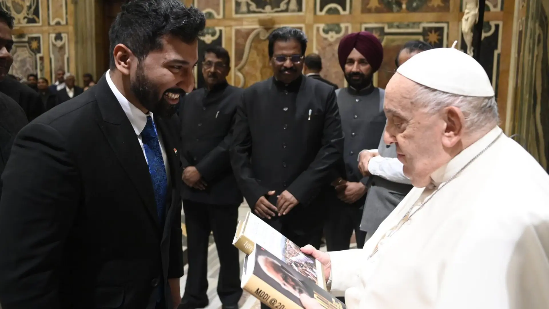 Indian Delegation Gifts Two Books On PM Modi’s Leadership To Pope Francis In A Meet At The Vatican