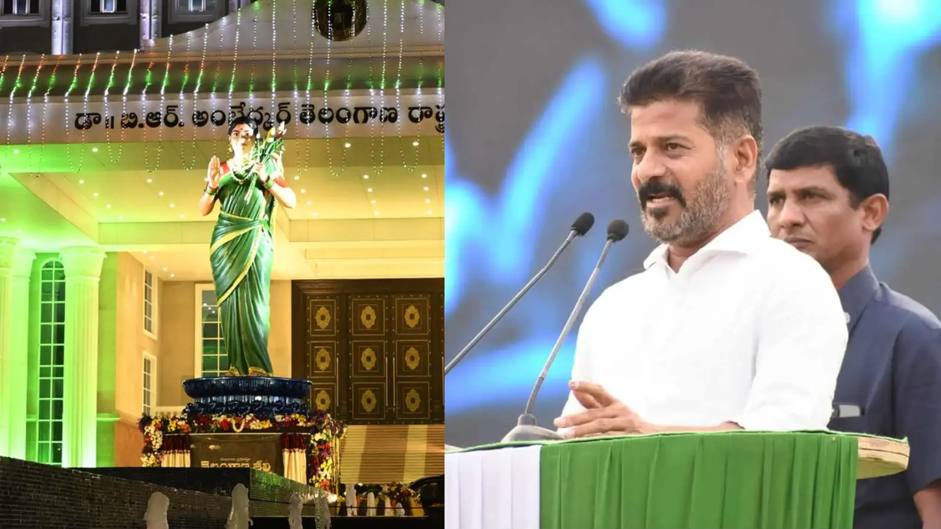 CM Revanth Reddy Unveils 20-Foot Bronze Statue Of ‘Telangana Talli’, Warns Of Legal Action Against Mockery