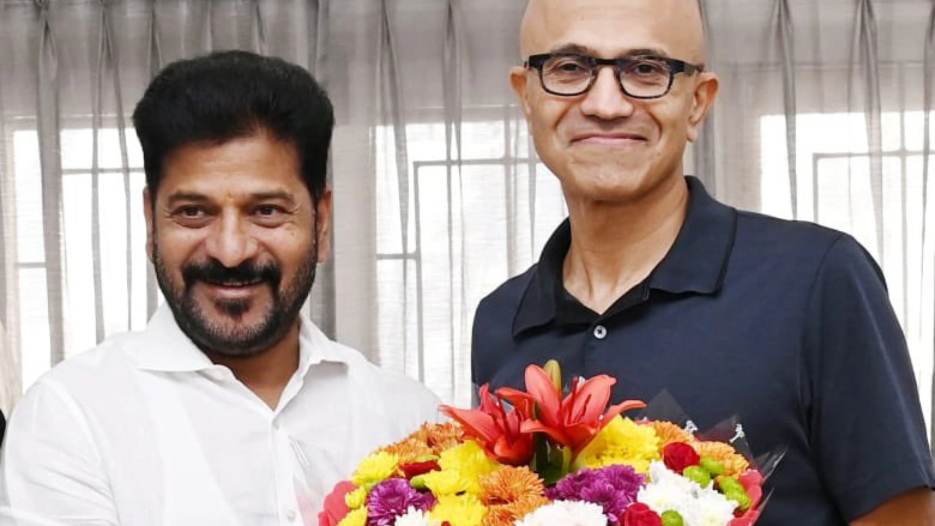 Hyderabad : Telangana CM Revanth Reddy Meets Microsoft CEO Satya Nadella