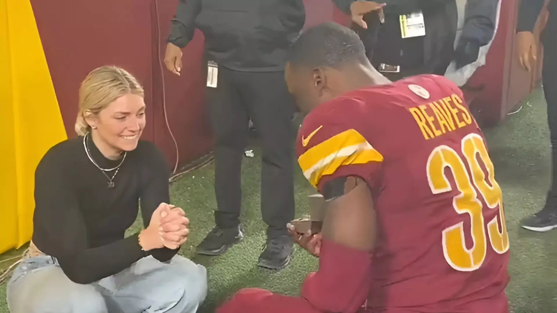 Jeremy Reaves Proposes To Girlfriend On The Field After Helping Team Reach Playoffs | WATCH