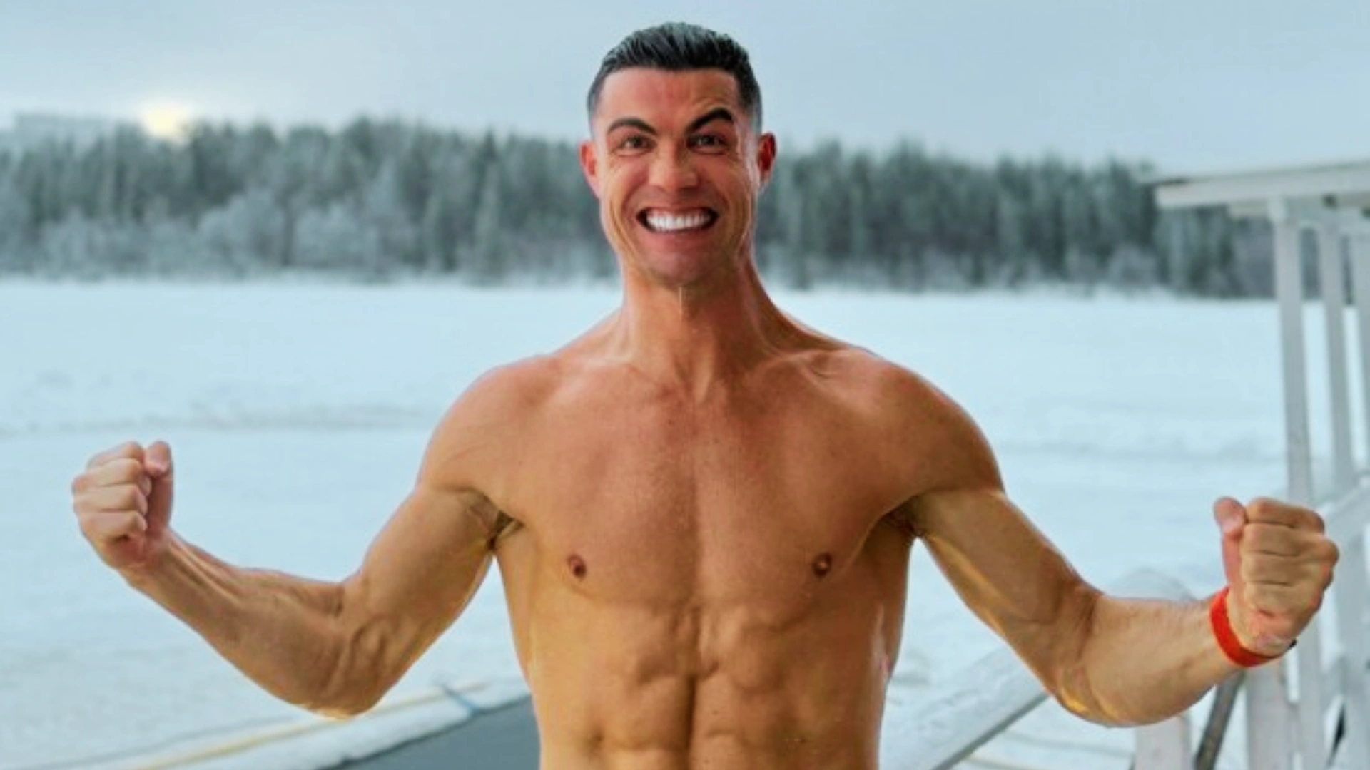 WATCH VIDEO- Cristiano Ronaldo Breaks Internet With Icy Dip Chill In Shorts In -20°C But Is Banned From This Activity