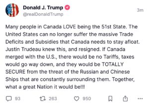 Donald Trump Reacts To Canadian PM Justin Trudeau’s Resignation 