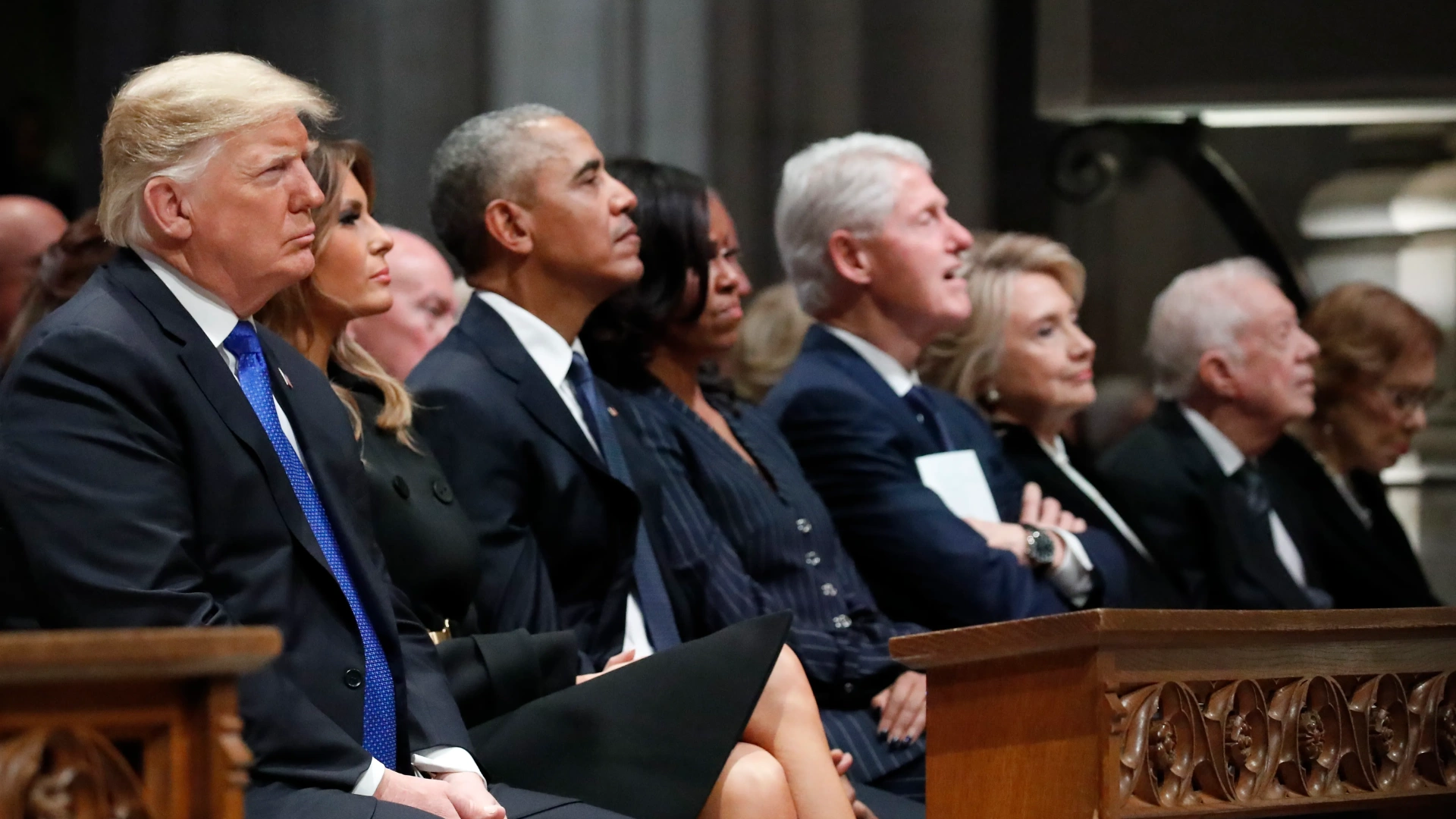 Watch: Drama At Jimmy Carter’s Funeral As Bush Appears To Snub Obama, Bill Clinton Ignores All