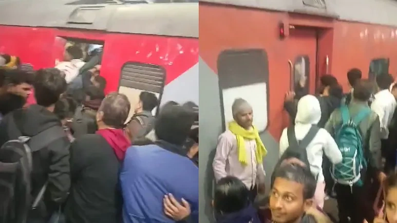 Watch Video| Chaos At Patna Junction: Reserved Passengers Stranded As Crowds Rush To Board Sampoorna Kranti Express