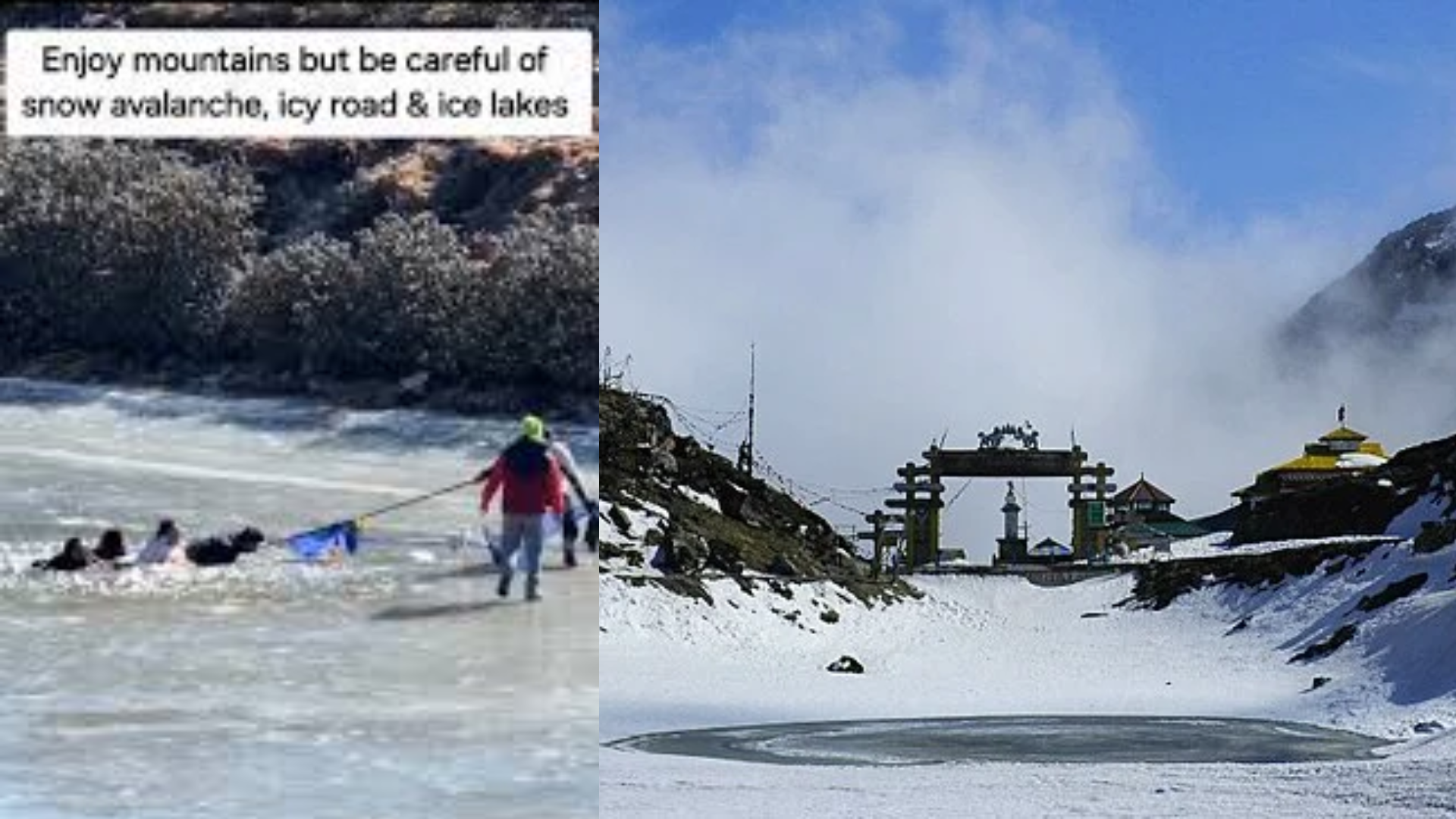 Viral Video Of Tourists Stuck After Falling Into The Freezing Water At Sela Pass, Watch