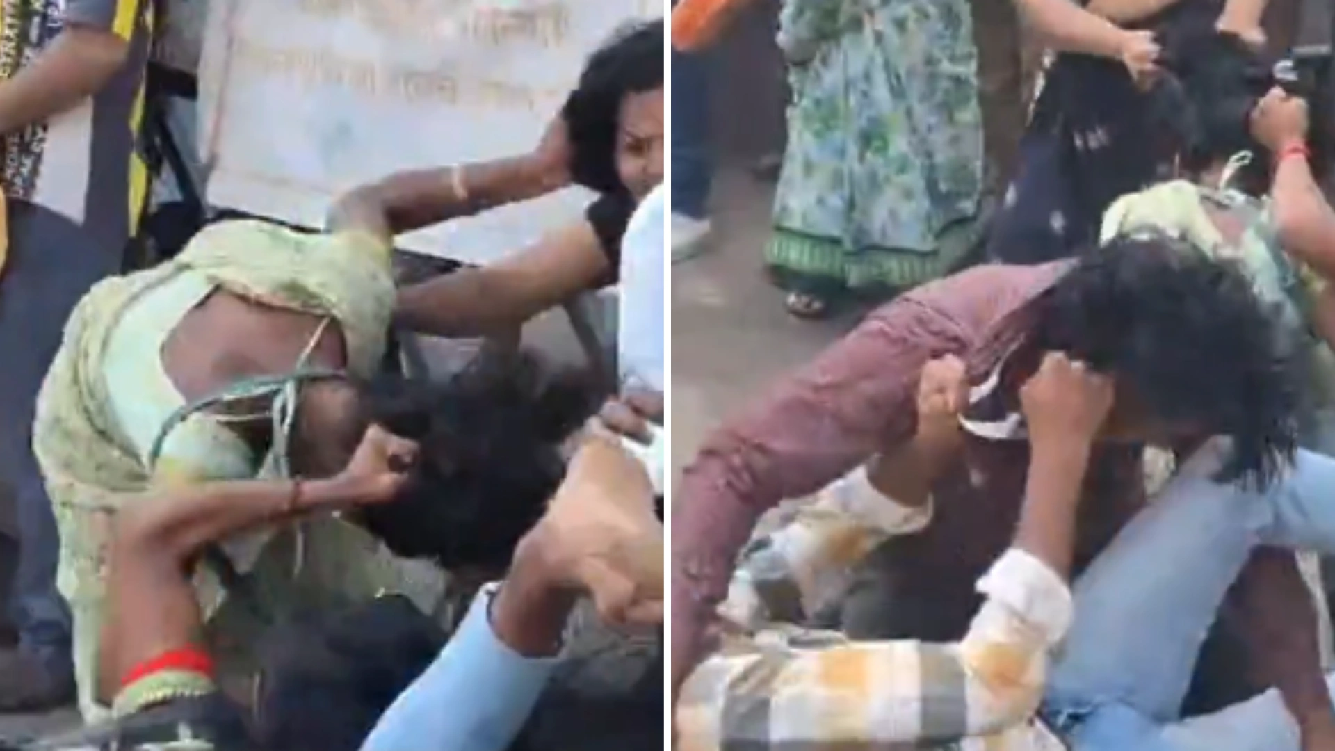 Wild Family Brawl Caught On Cam: Mother-In-Law And Daughter-In-Law Fight Outside Nashik Court