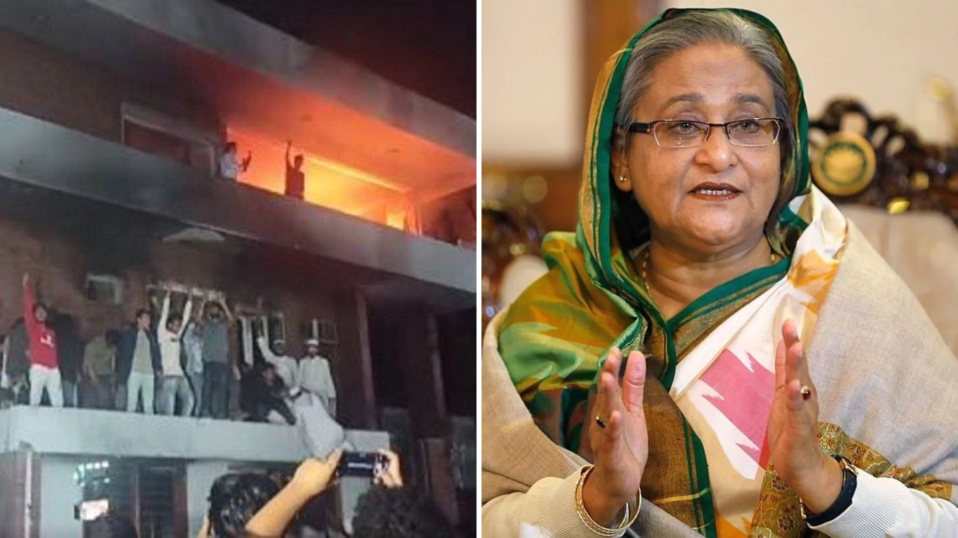 Dhaka: Student Mob Vandalizes And Set Fire To Sheikh Mujibur Rahman’s Residence During Sheikh Hasina’s Online Address