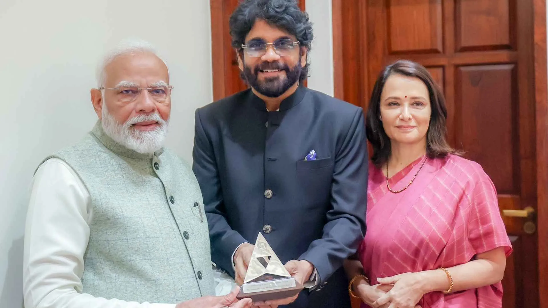 Actor Nagarjuna Meets PM Modi, Presents Book On Akkineni Nageswara Rao